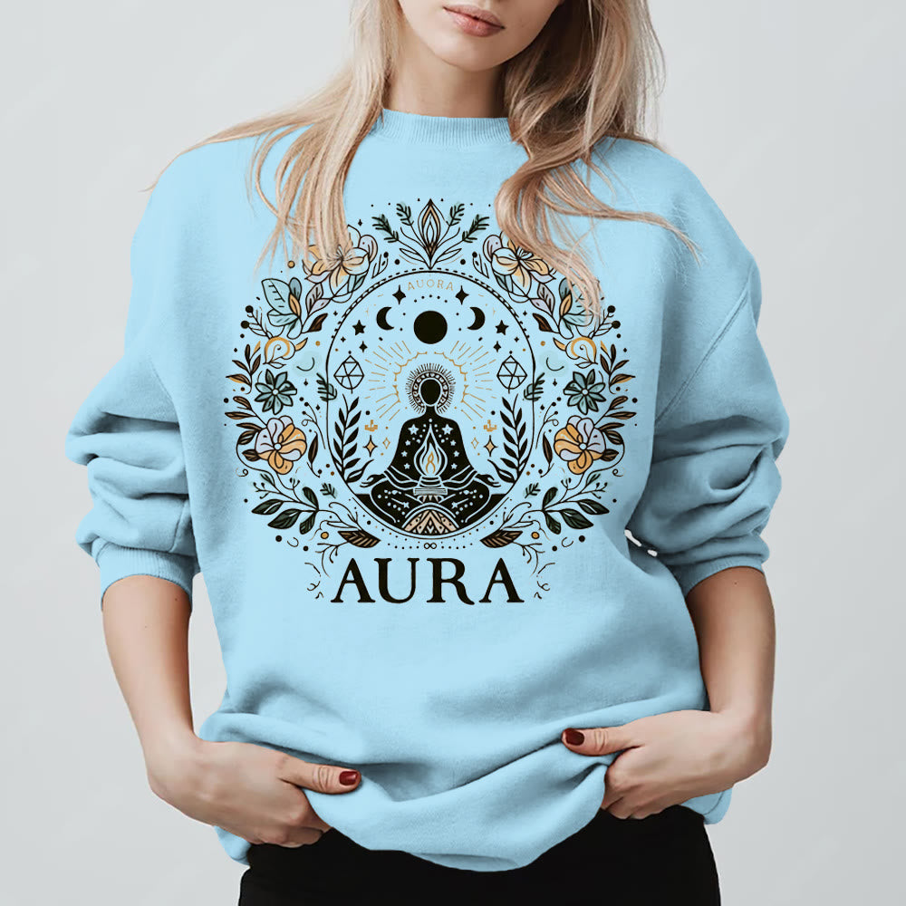 Sweat-shirt de méditation Olivenorma AURA à manches longues et col ras du cou en polaire - Bleu - 2XL - image 7