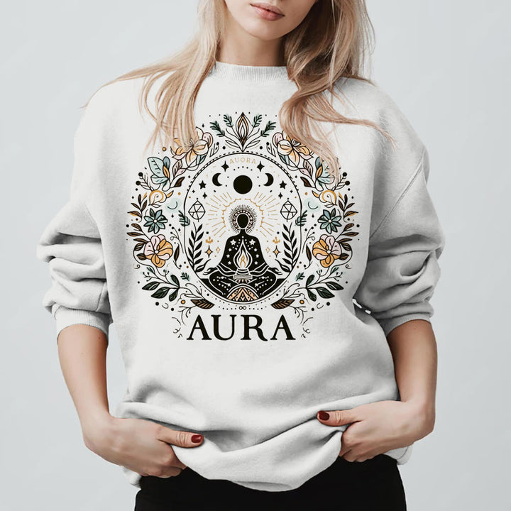 Sweat-shirt de méditation Olivenorma AURA à manches longues et col ras du cou en polaire - Blanc - 2XL - image 0