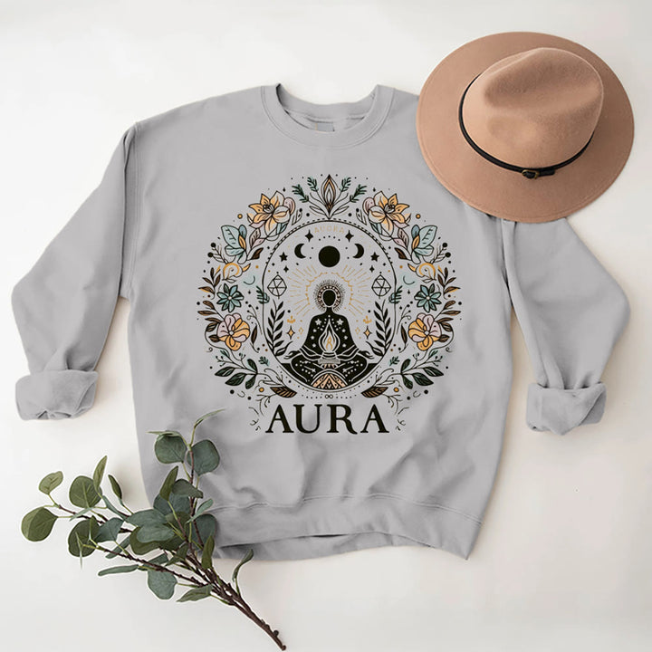 Sweat-shirt de méditation Olivenorma AURA à manches longues et col ras du cou en polaire - Gris - 2XL - image 3