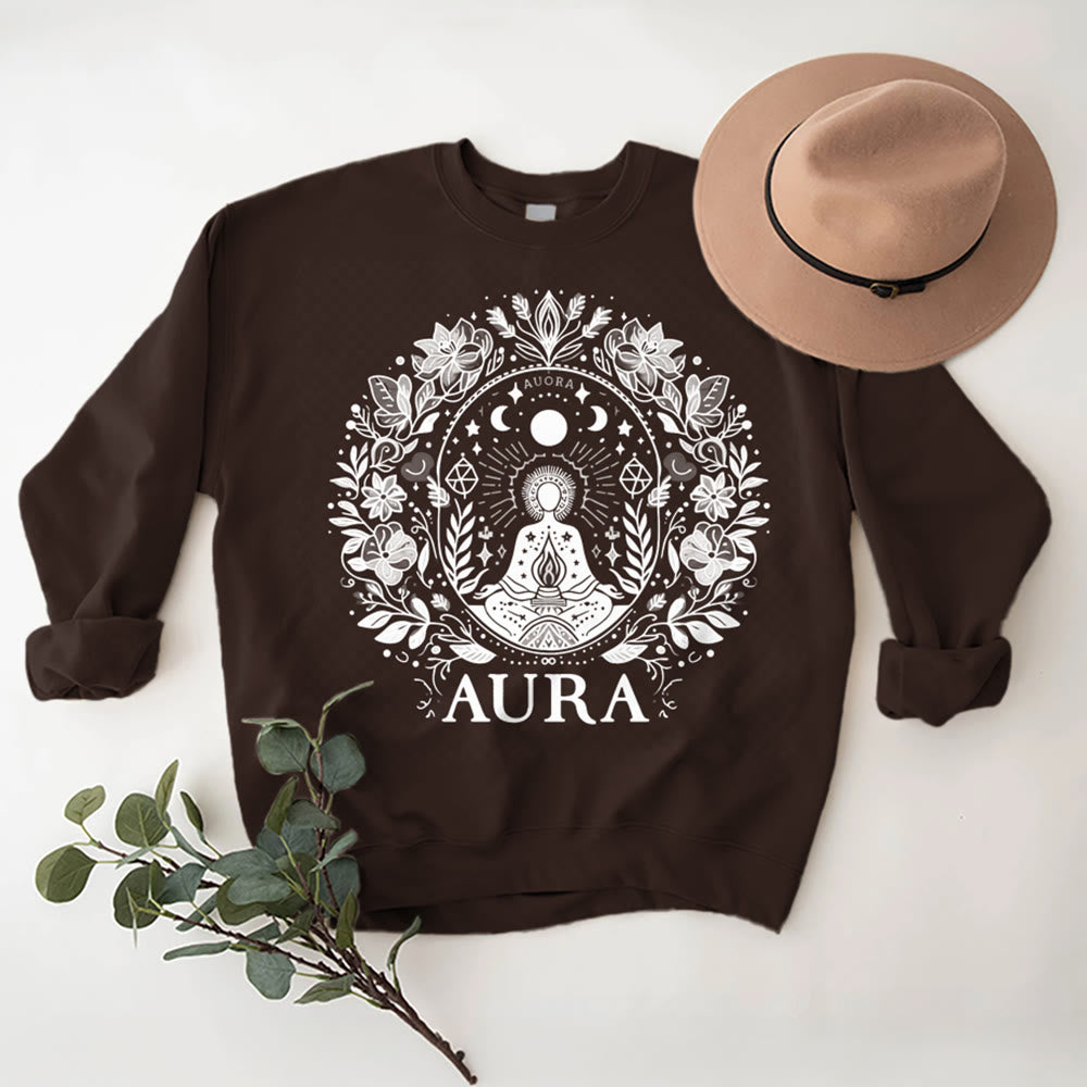 Sweat-shirt de méditation Olivenorma AURA à manches longues et col ras du cou en polaire - Brun - 2XL - image 15