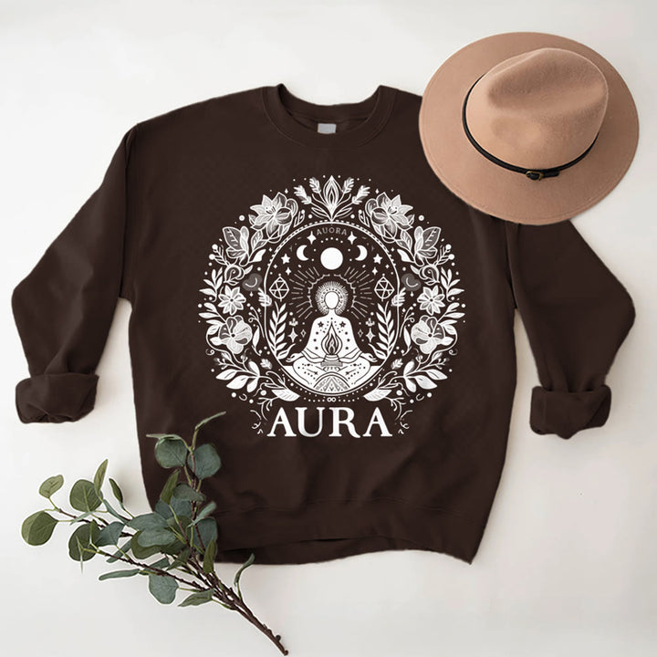 Sweat-shirt de méditation Olivenorma AURA à manches longues et col ras du cou en polaire - Brun - 2XL - image 15