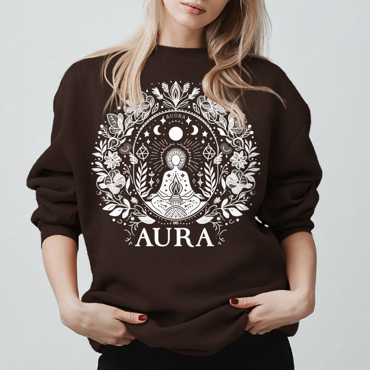 Sweat-shirt de méditation Olivenorma AURA à manches longues et col ras du cou en polaire - Brun - 2XL - image 15