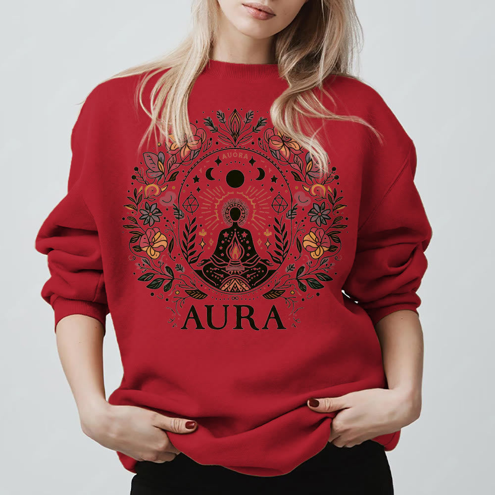 Sweat-shirt de méditation Olivenorma AURA à manches longues et col ras du cou en polaire - Rouge - 2XL - image 9