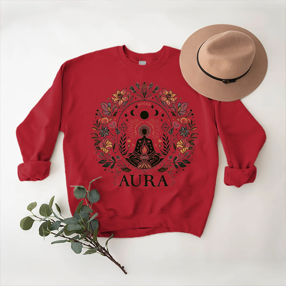 Sweat-shirt de méditation Olivenorma AURA à manches longues et col ras du cou en polaire - Rouge - 2XL - image 9
