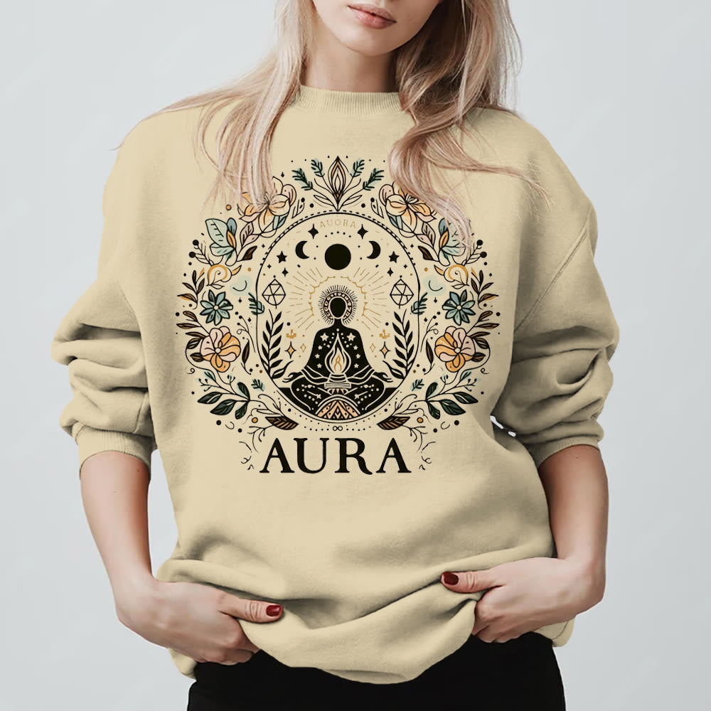 Sweat-shirt de méditation Olivenorma AURA à manches longues et col ras du cou en polaire - image 6