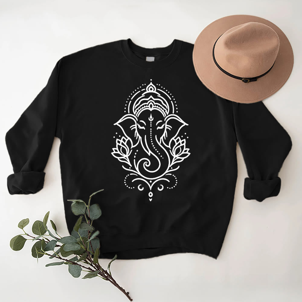 T-shirt polaire Olivenorma Peaceful Elephant Lotus Meditation, sweat-shirt inspirant - Noir - 2XL - image 5