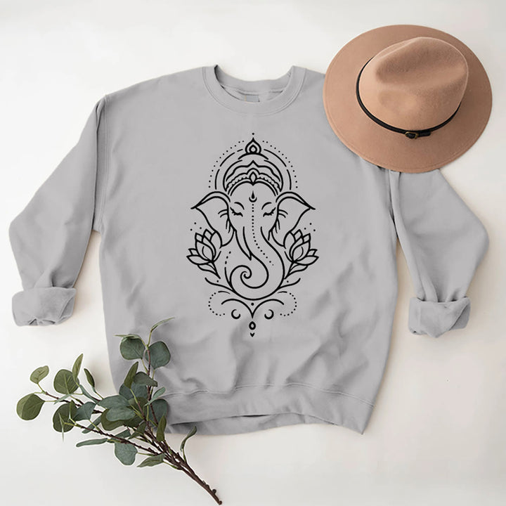 T-shirt polaire Olivenorma Peaceful Elephant Lotus Meditation, sweat-shirt inspirant - Gris - 2XL - image 7