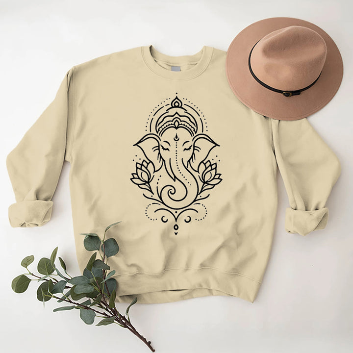 Sweat-shirt polaire Olivenorma Peaceful Elephant Ganesha Lotus Meditation, pull inspiré - image 12