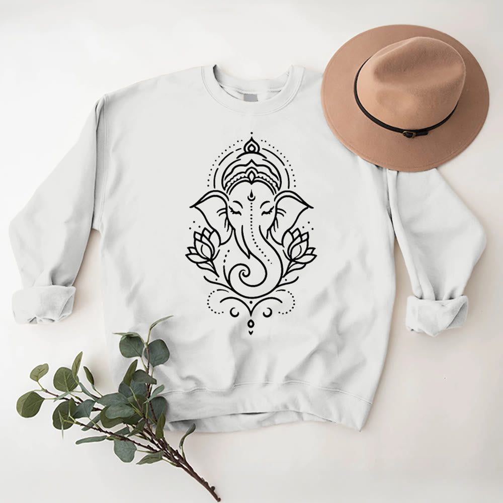 T-shirt polaire Olivenorma Peaceful Elephant Lotus Meditation, sweat-shirt inspirant - Blanc - 2XL - image 3
