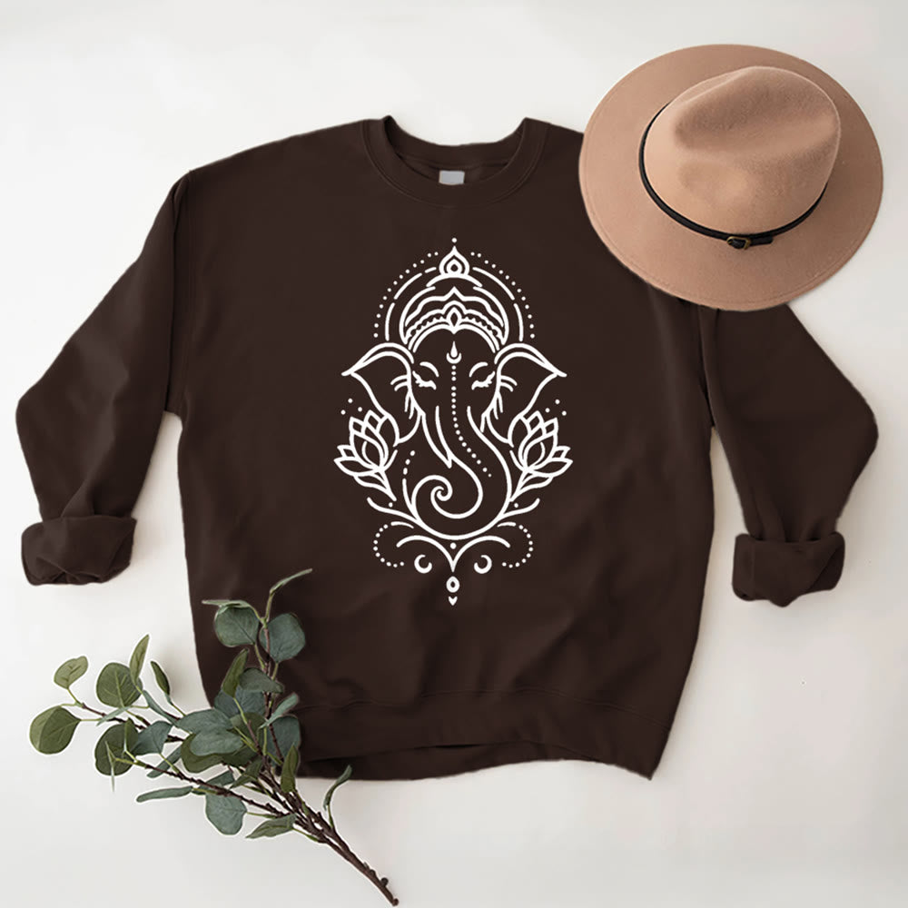 T-shirt polaire Olivenorma Peaceful Elephant Lotus Meditation, sweat-shirt inspirant - Brun - 2XL - image 9