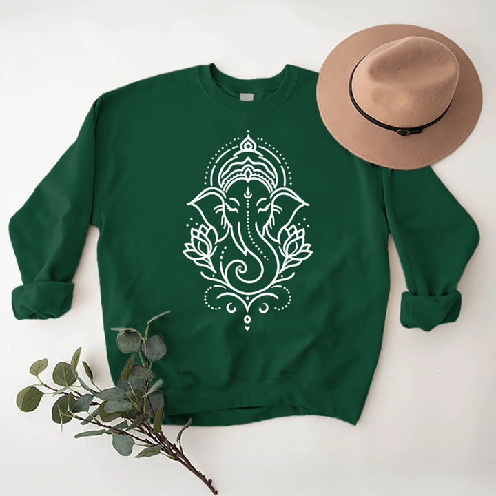 T-shirt polaire Olivenorma Peaceful Elephant Lotus Meditation, sweat-shirt inspirant - Vert - 2XL - image 15