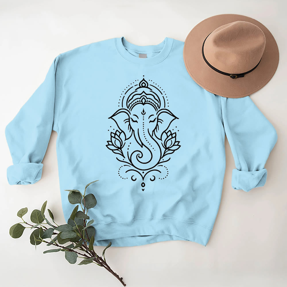 T-shirt polaire Olivenorma Peaceful Elephant Lotus Meditation, sweat-shirt inspirant - Bleu - 2XL - image 0