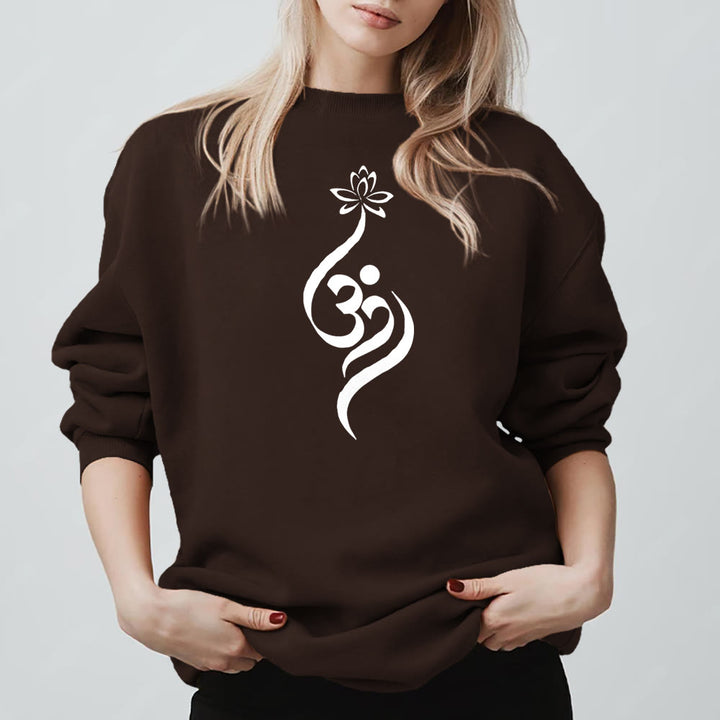 Sweat-shirt léger en polaire Olivenorma avec symbole OM et méditation spirituelle du lotus - Brun - 2XL - image 10