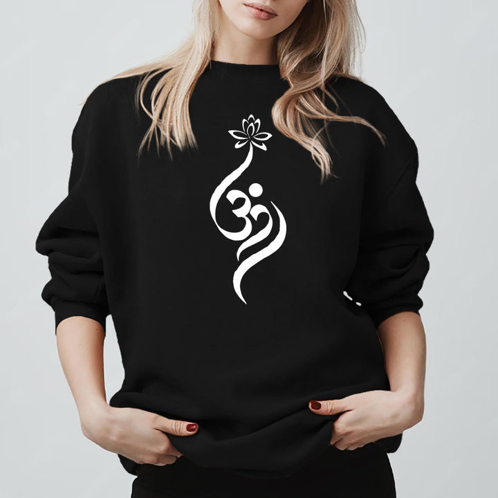 Sweat-shirt léger en polaire Olivenorma avec symbole OM et méditation spirituelle du lotus - Noir - 2XL - image 6