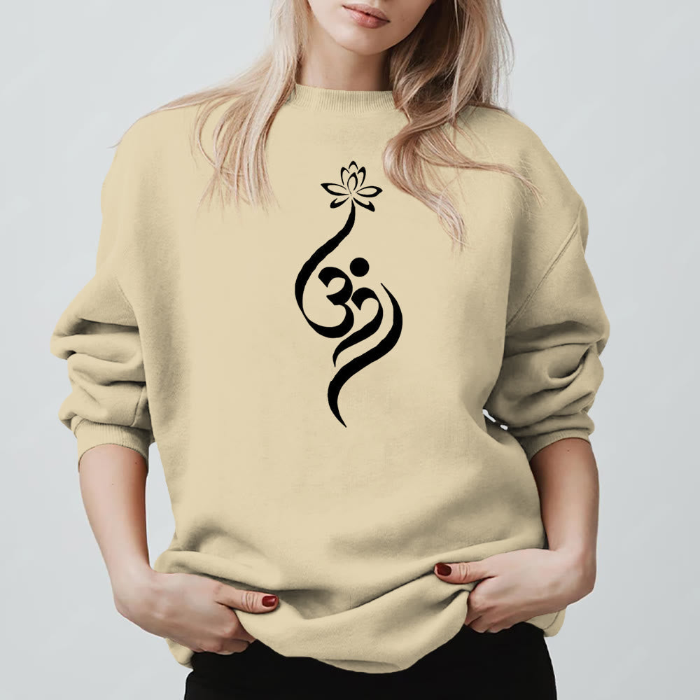Sweat-shirt léger en polaire Olivenorma avec symbole OM et méditation spirituelle du lotus - Jaune clair - 2XL - image 12