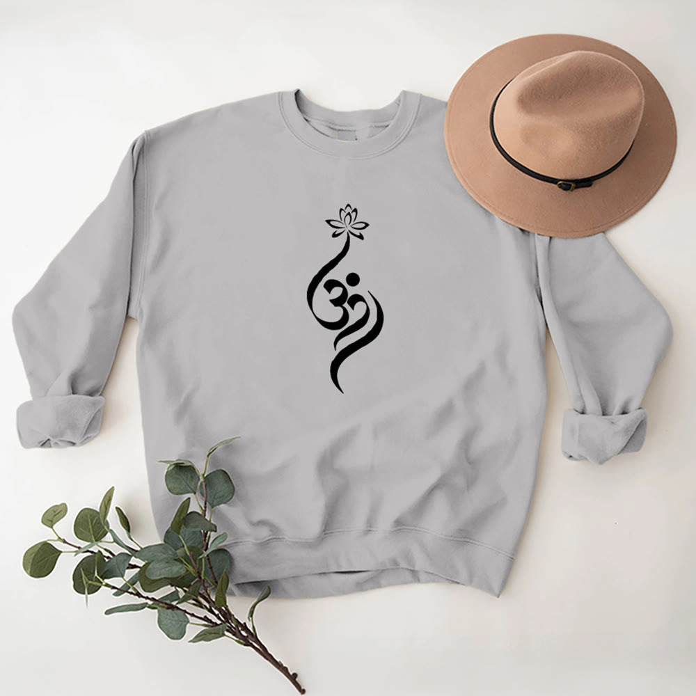 Sweat-shirt léger en polaire Olivenorma avec symbole OM et méditation spirituelle du lotus - Gris - 2XL - image 8
