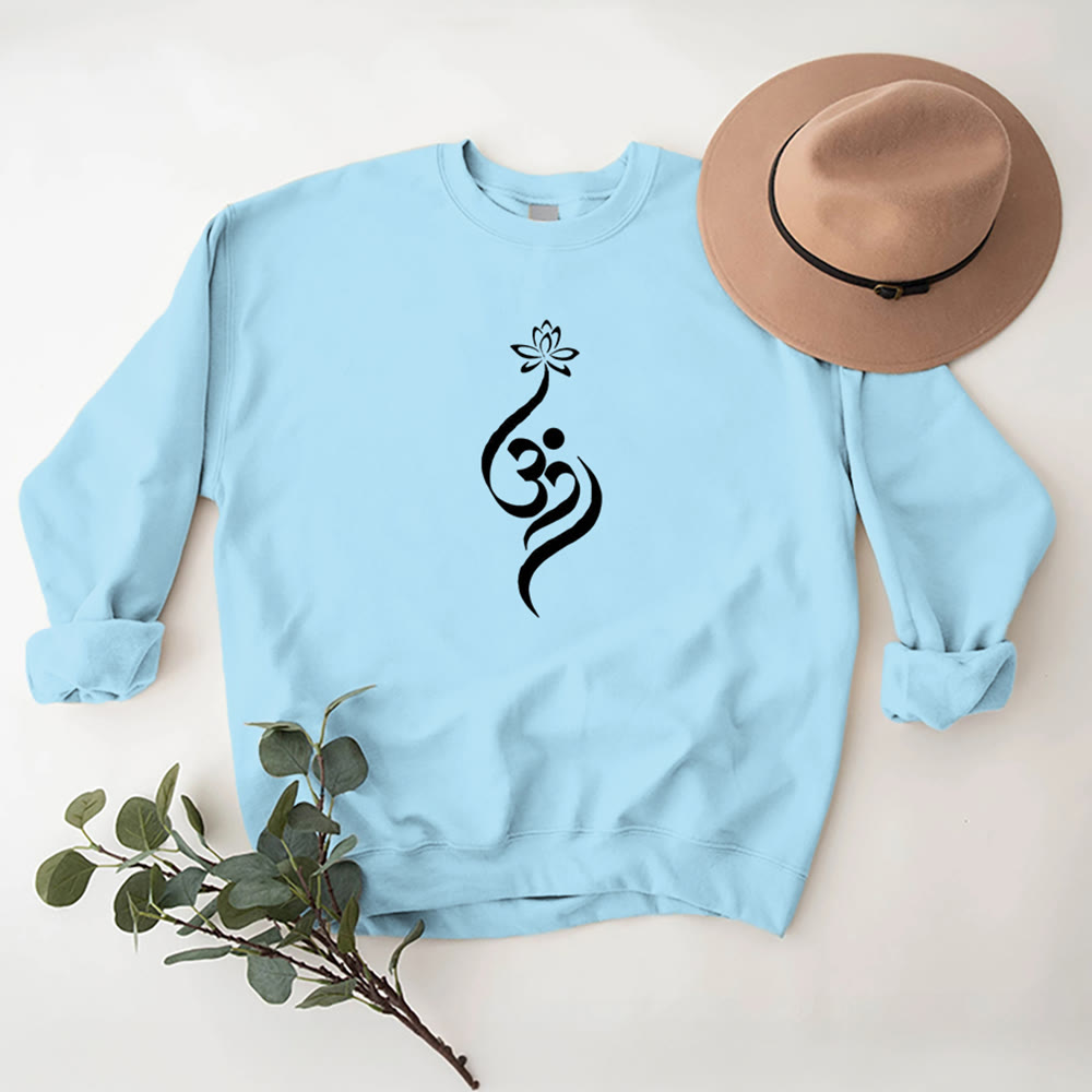 Sweat-shirt léger en polaire Olivenorma avec symbole OM et méditation spirituelle du lotus - Bleu - 2XL - image 16