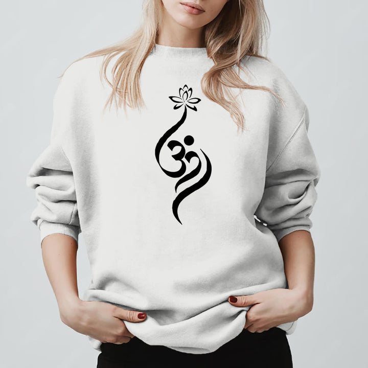 Sweat-shirt léger en polaire Olivenorma avec symbole OM et méditation spirituelle du lotus - Blanc - 2XL - image 4