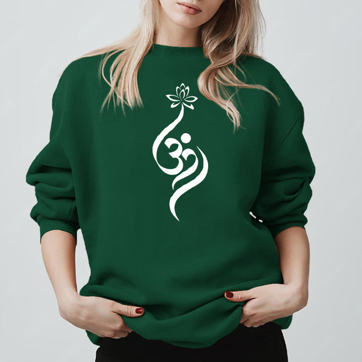 Sweat-shirt léger en polaire Olivenorma avec symbole OM et méditation spirituelle du lotus - Vert - 2XL - image 0