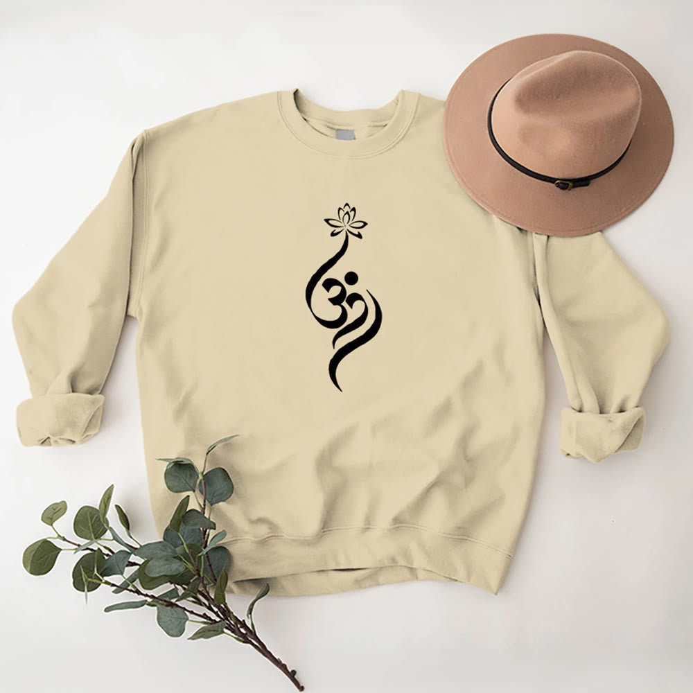 Sweat-shirt léger en polaire Olivenorma avec symbole OM et méditation spirituelle du lotus - Jaune clair - 2XL - image 12