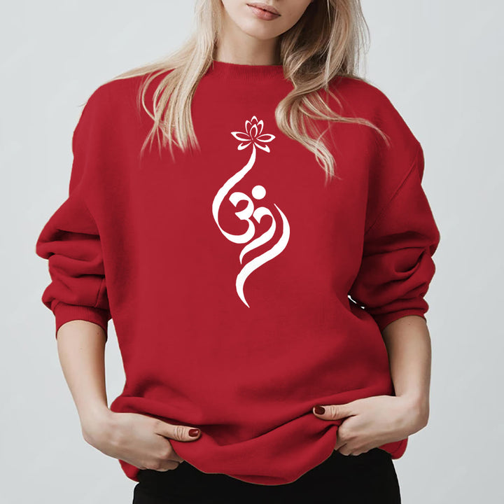 Sweat-shirt léger en polaire Olivenorma avec symbole OM et méditation spirituelle du lotus - Rouge - 2XL - image 14