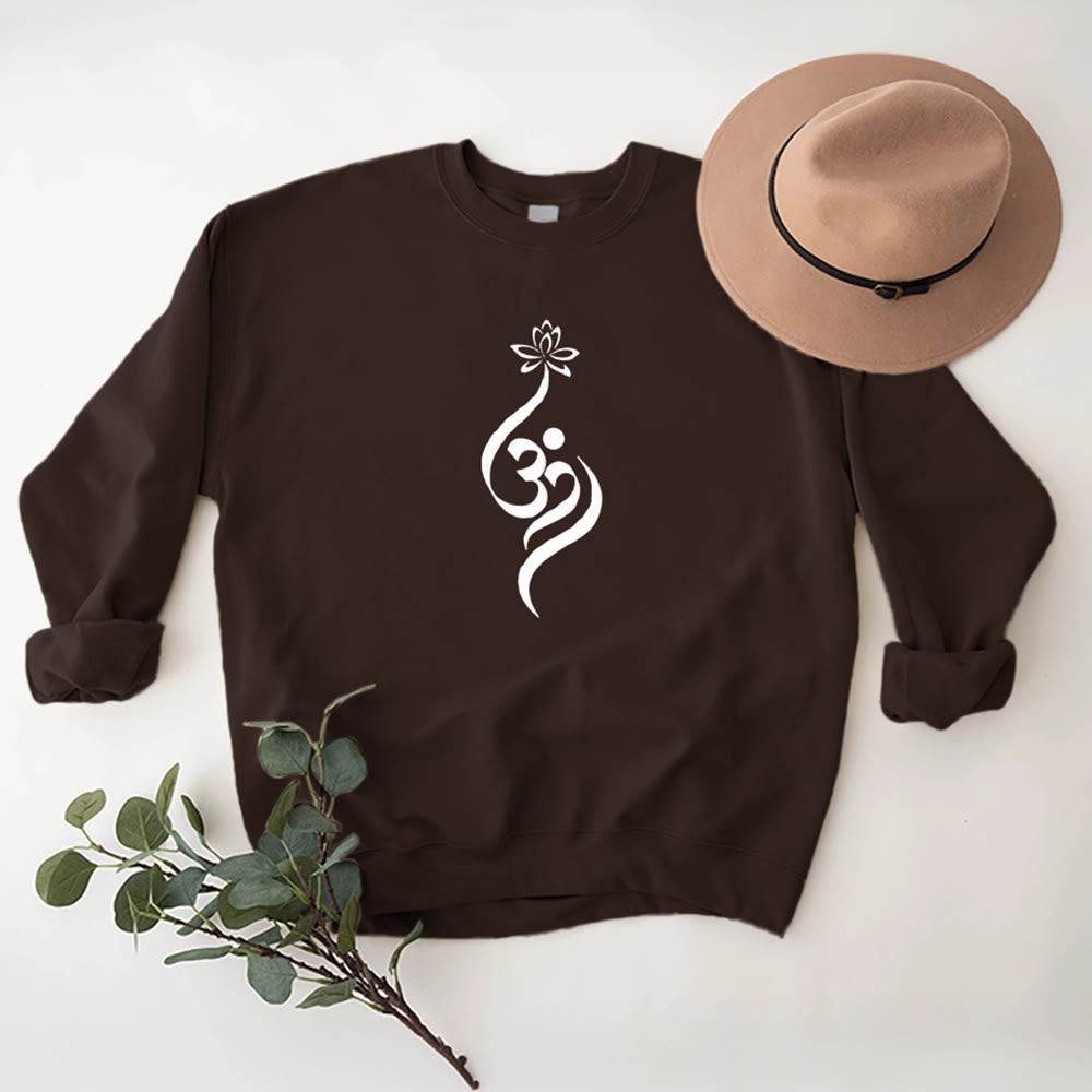 Sweat-shirt léger en polaire Olivenorma avec symbole OM et méditation spirituelle du lotus - Brun - 2XL - image 10
