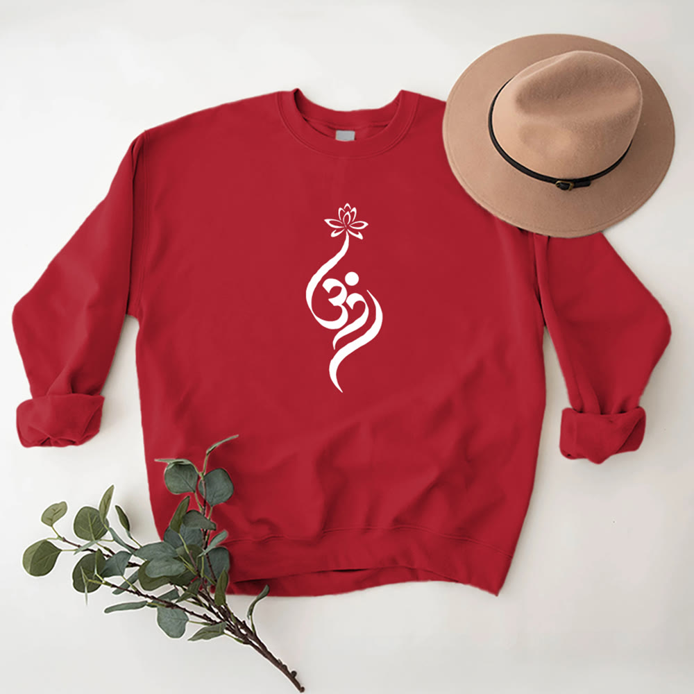 Sweat-shirt léger en polaire Olivenorma avec symbole OM et méditation spirituelle du lotus - Rouge - 2XL - image 14