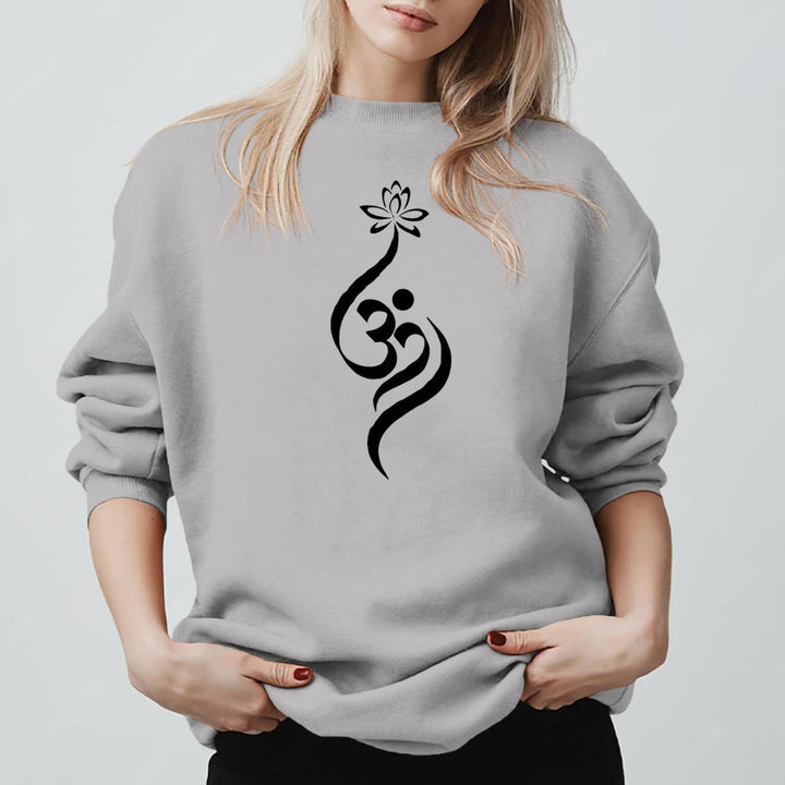 Sweat-shirt léger en polaire Olivenorma avec symbole OM et méditation spirituelle du lotus - Gris - 2XL - image 8
