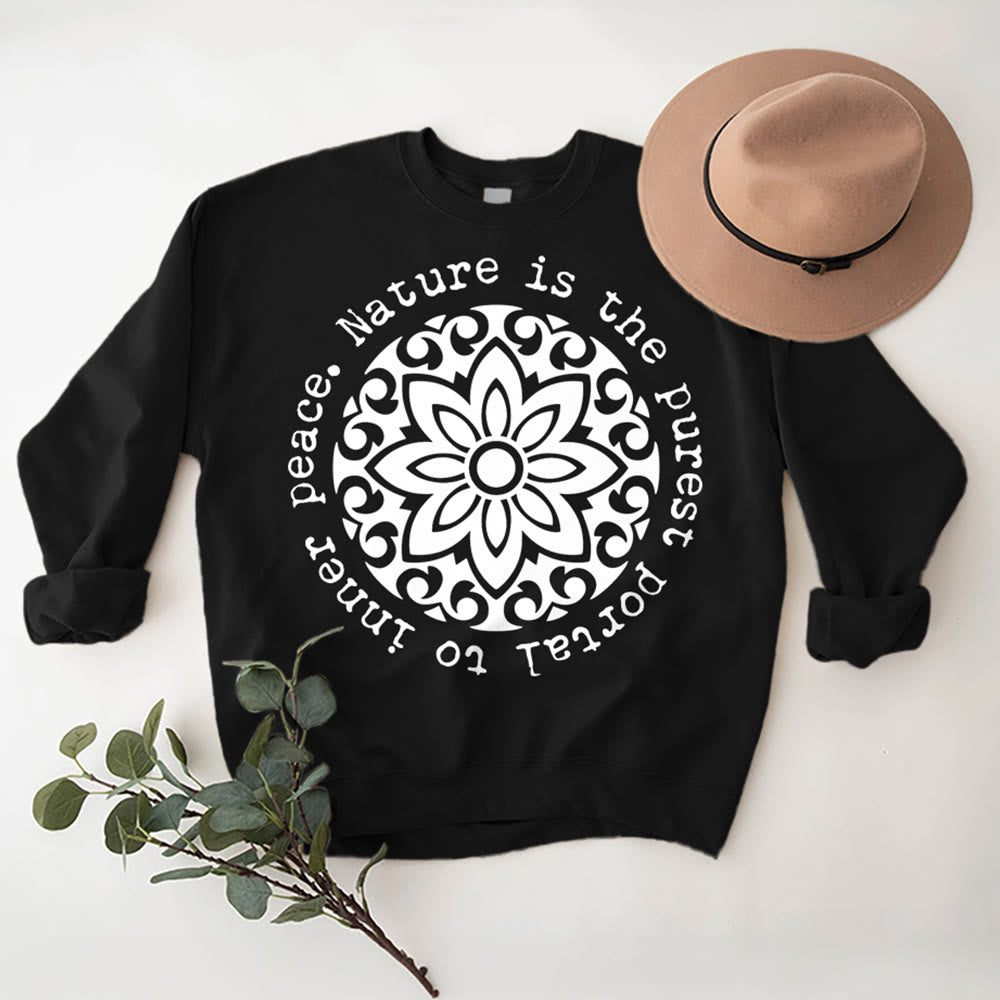 Olivenorma LA NATURE EST LE PORTAIL LE PLUS PUR VERS LA PAIX INTÉRIEURE Sweat-shirt polaire inspirant - Noir - 2XL - image 5