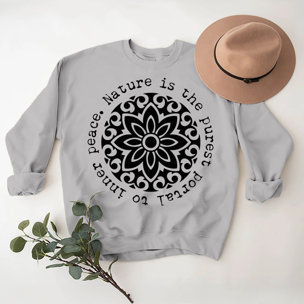 Olivenorma LA NATURE EST LE PORTAIL LE PLUS PUR VERS LA PAIX INTÉRIEURE Sweat-shirt polaire inspirant - Gris - 2XL - image 0