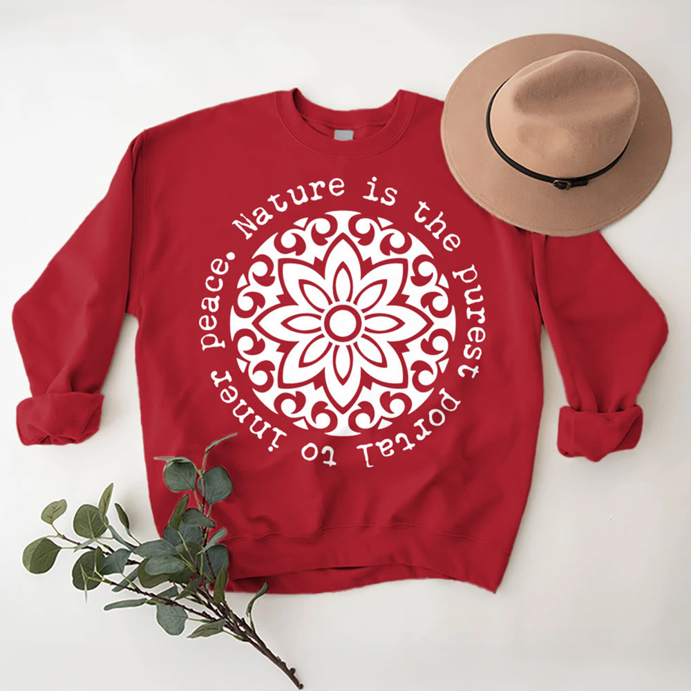 Olivenorma LA NATURE EST LE PORTAIL LE PLUS PUR VERS LA PAIX INTÉRIEURE Sweat-shirt polaire inspirant - Rouge - 2XL - image 11