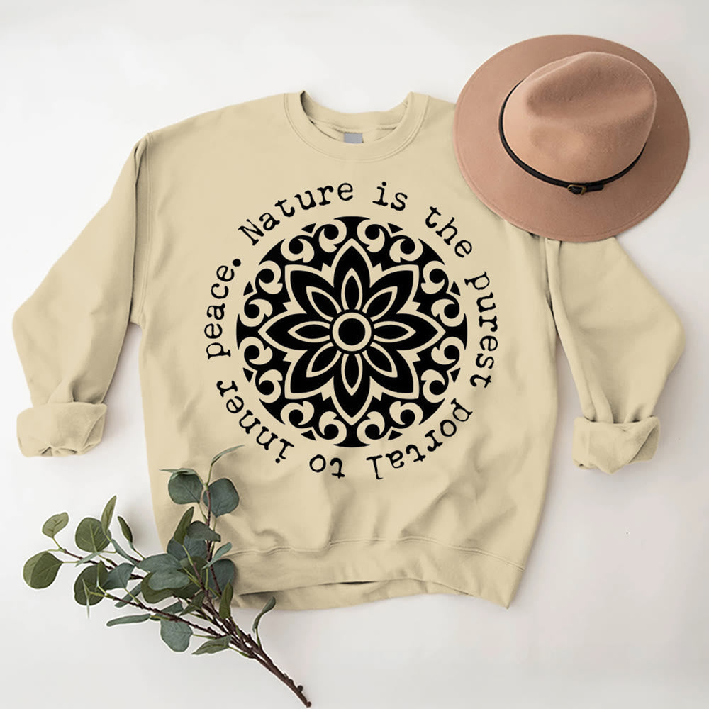 Olivenorma LA NATURE EST LE PORTAIL LE PLUS PUR VERS LA PAIX INTÉRIEURE Sweat-shirt polaire inspirant - Jaune clair - 2XL - image 9