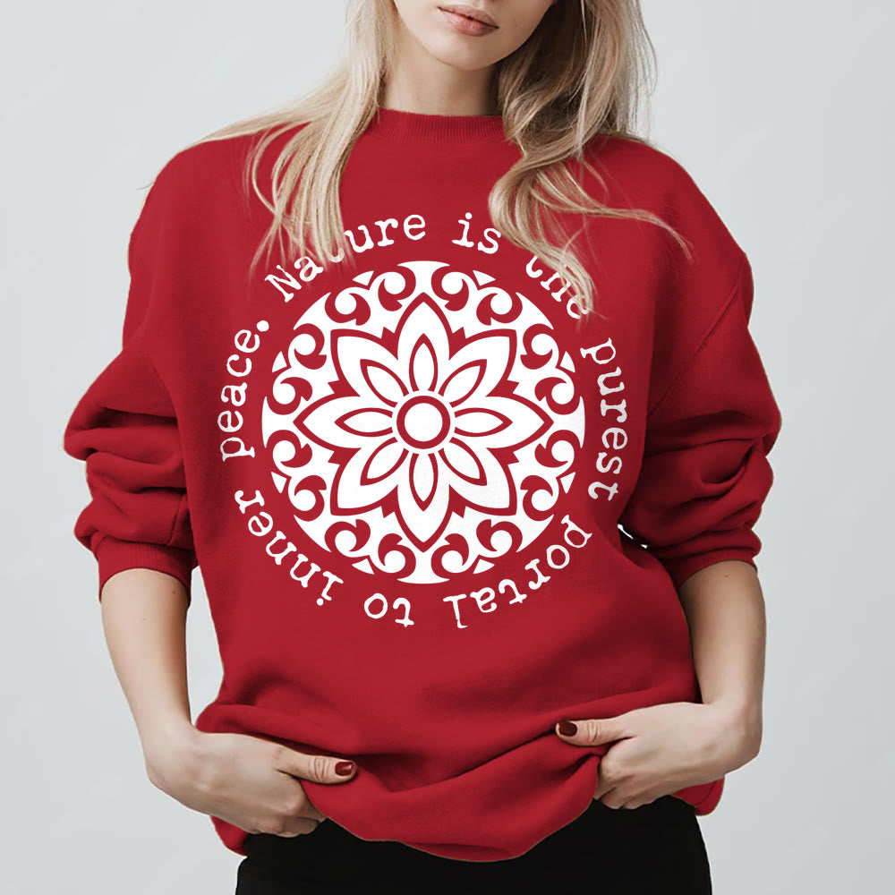 Olivenorma LA NATURE EST LE PORTAIL LE PLUS PUR VERS LA PAIX INTÉRIEURE Sweat-shirt polaire inspirant - Rouge - 2XL - image 11