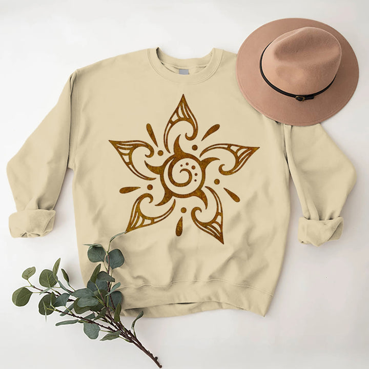 Sweat-shirt en molleton à motif floral Olivenorma Tribal Mystical Spiritual Growth - Jaune clair - 2XL - image 11