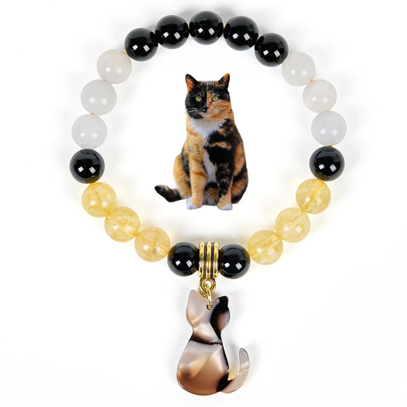 Bracelet en pierres précieuses chat calico tricolore Olivenorma Luck & Fortune - Bracelet Chat Calico - image 0