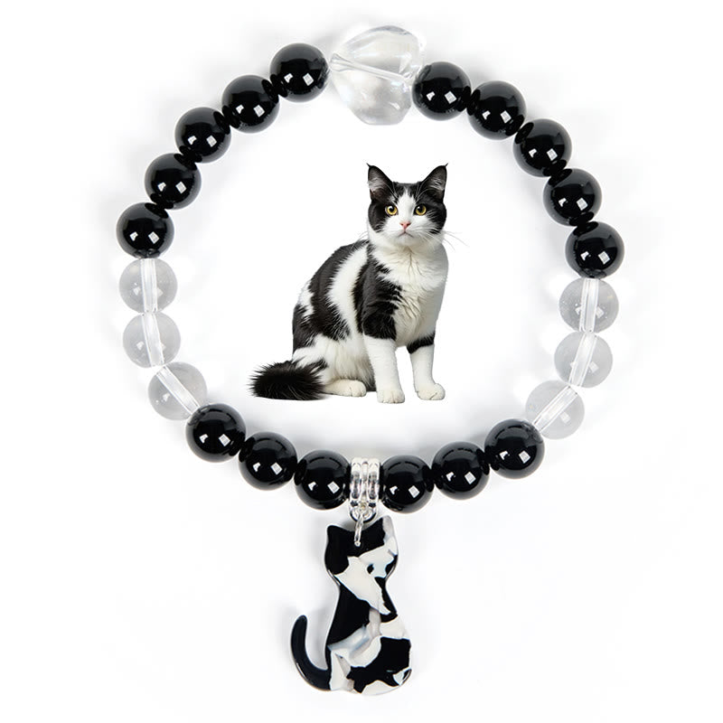 Bracelet en pierres précieuses Olivenorma Guardian Tuxedo Cat - Bracelet chat smoking - image 0