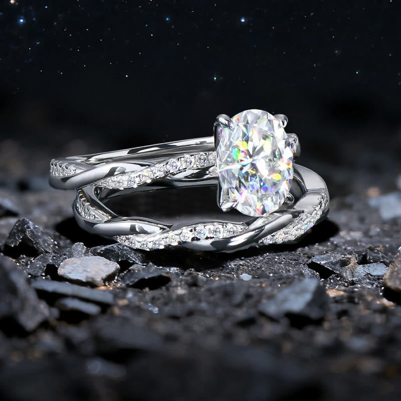 Ensemble de bagues torsadées en moissanite Celestial Nyx Olivenorma - États-Unis 10 - image 0