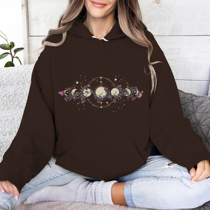 Pull à capuche en polaire à imprimé floral et phase de lune mystique Olivenorma , haut ample - image 14