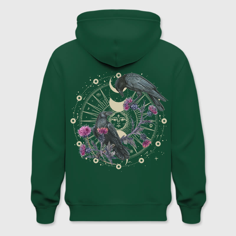 Pull à capuche en polaire à imprimé floral et phase de lune mystique Olivenorma , haut ample - Vert - 2XL - image 21