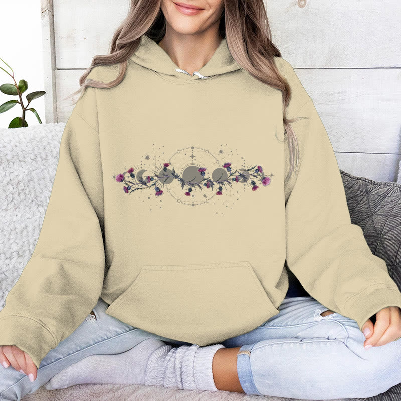 Pull à capuche en polaire à imprimé floral et phase de lune mystique Olivenorma , haut ample - image 17
