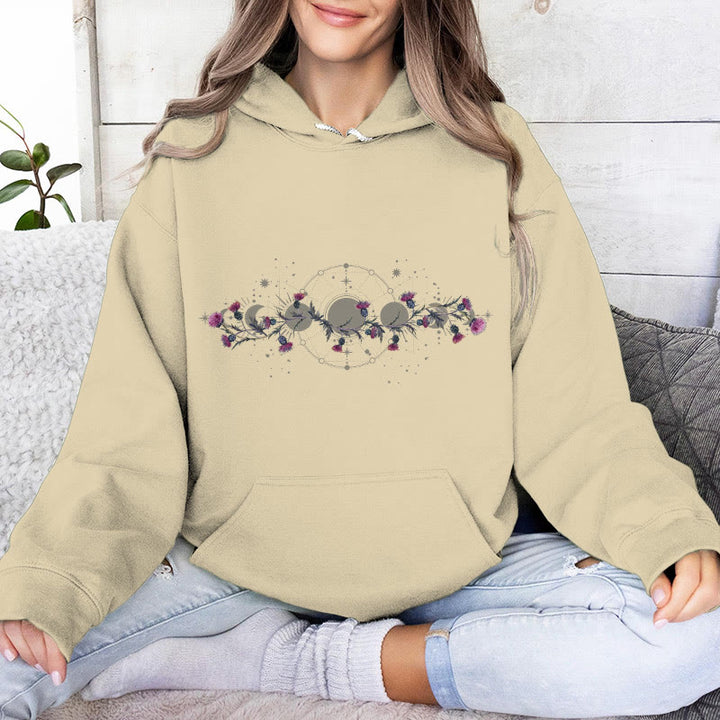 Pull à capuche en polaire à imprimé floral et phase de lune mystique Olivenorma , haut ample - image 17