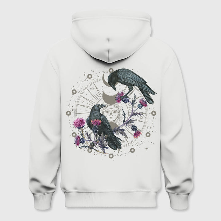 Pull à capuche en polaire à imprimé floral et phase de lune mystique Olivenorma , haut ample - Blanc - 2XL - image 6