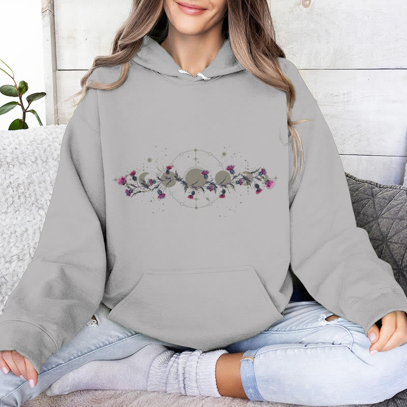 Pull à capuche en polaire à imprimé floral et phase de lune mystique Olivenorma , haut ample - image 11