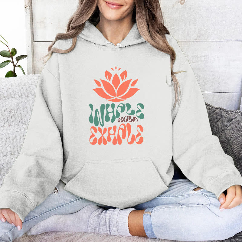 Olivenorma INHALE & EXPHALE Lotus Yoga Meditation Fleece Sweater Unisex Long Sleeve Hoodies - Blanc - 2XL - image 0