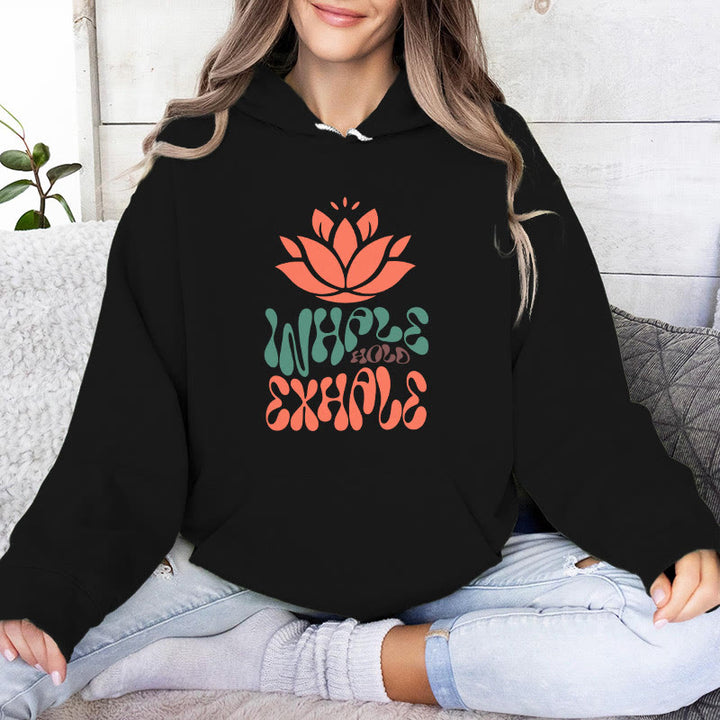 Olivenorma INHALE & EXPHALE Lotus Yoga Meditation Fleece Sweater Unisex Long Sleeve Hoodies - Noir - 2XL - image 4
