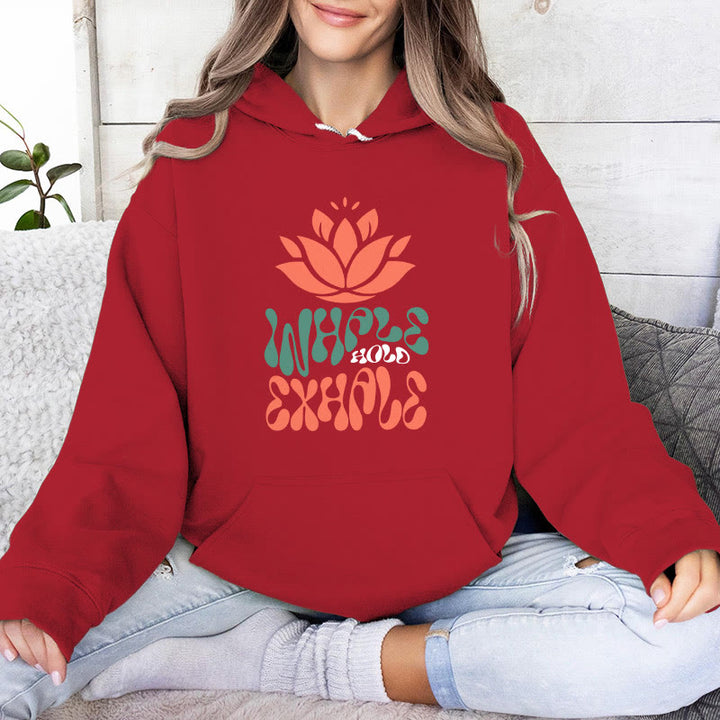 Olivenorma INHALE & EXPHALE Lotus Yoga Meditation Fleece Sweater Unisex Long Sleeve Hoodies - Rouge - 2XL - image 12
