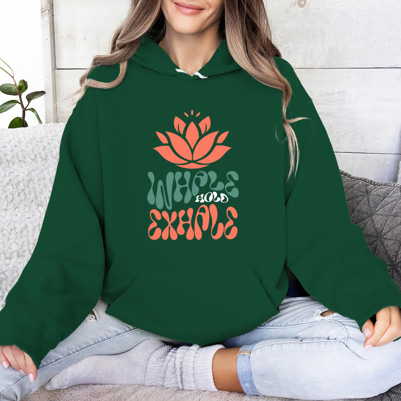 Olivenorma INHALE & EXPHALE Lotus Yoga Meditation Fleece Sweater Unisex Long Sleeve Hoodies - Vert - 2XL - image 14