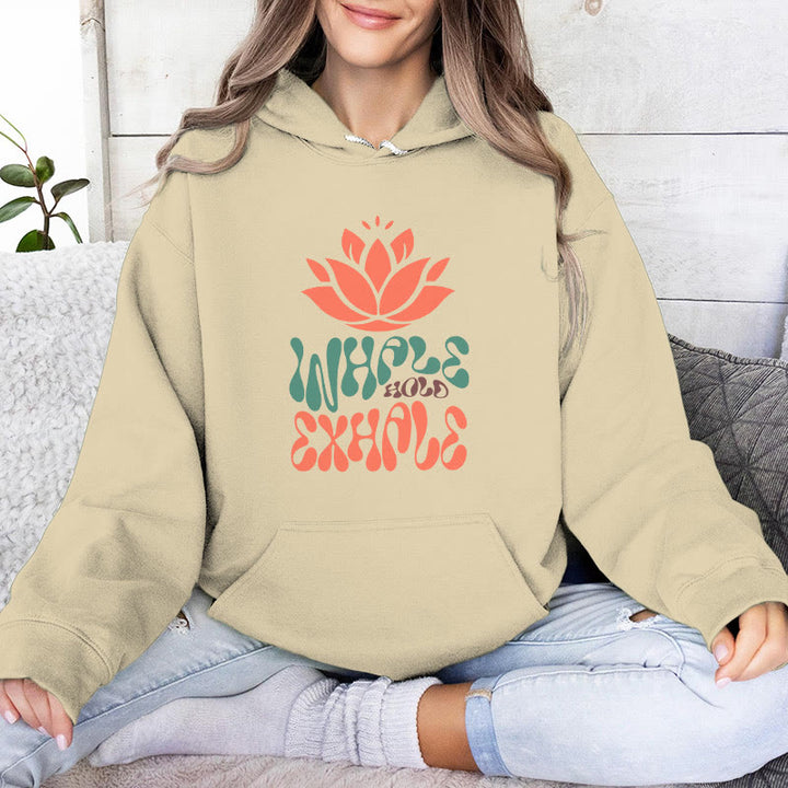 Olivenorma INHALE & EXPHALE Lotus Yoga Meditation Fleece Sweater Unisex Long Sleeve Hoodies - Jaune clair - 2XL - image 10