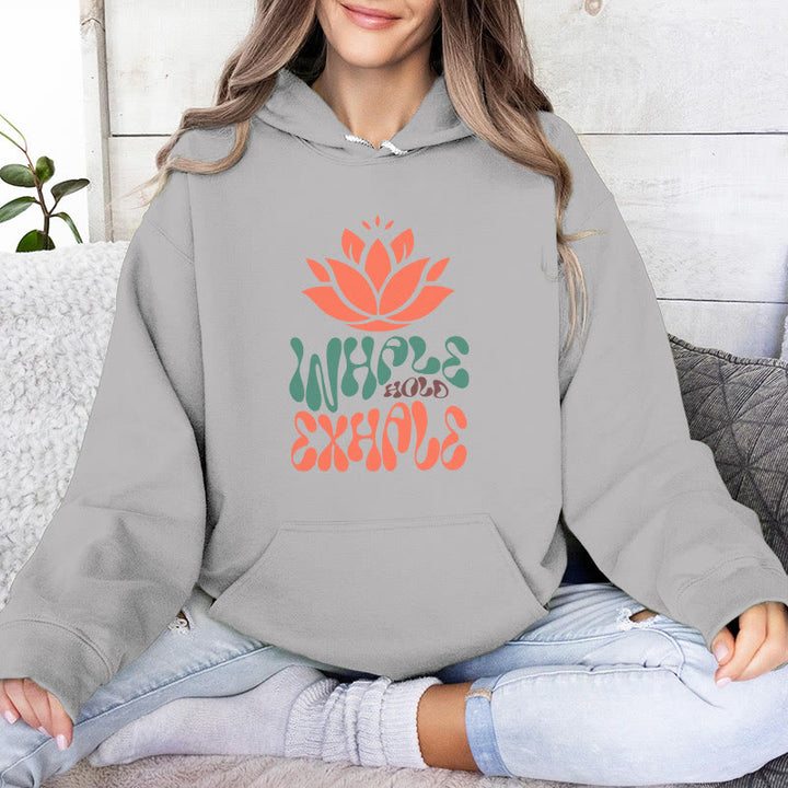 Olivenorma INHALE & EXPHALE Lotus Yoga Meditation Fleece Sweater Unisex Long Sleeve Hoodies - Gris - 2XL - image 6