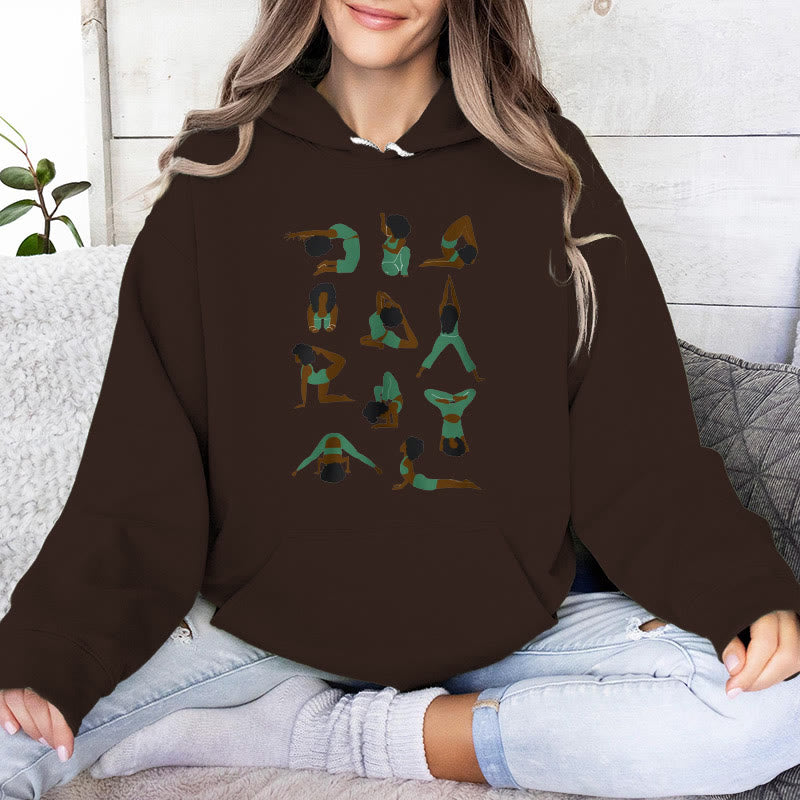 Olivenorma Yoga Poses Sweatshirts surdimensionnés Tenues Pulls polaires Hauts Sweats à capuche - Brun - 2XL - image 10